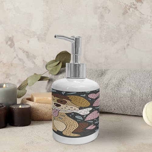 Ambesonne Dog Soap Dispenser and Toothbrush Holder Set