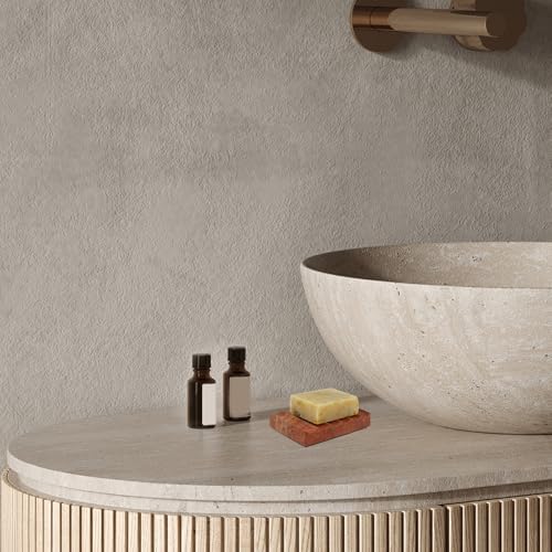 Red Natural Travertine Soap Dish with Feet