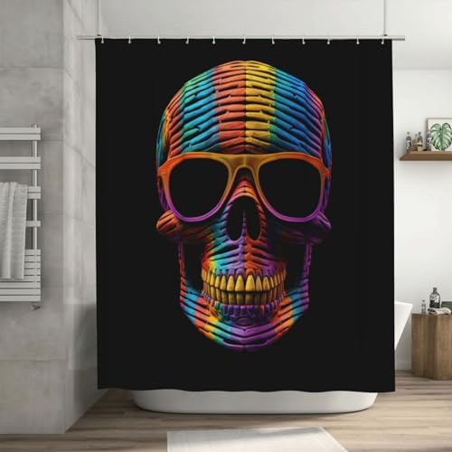 Boho Skull Pattern Waterproof Shower Curtain Set