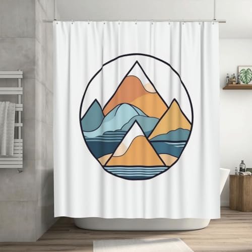 TIYAANDSY Cartoon Mountain Shower Curtain Set