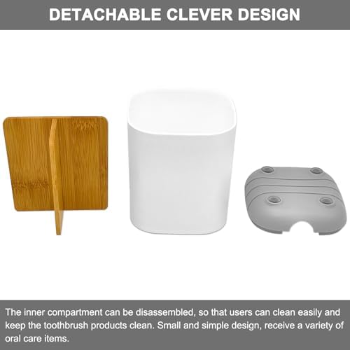 Scartink Toothbrush Holder with Bamboo Divider Detachable and Easy Cleaning