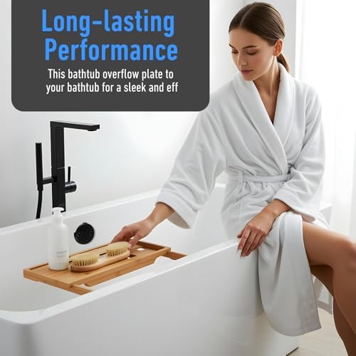YBEATY Black Two Hole Tub Overflow Cover