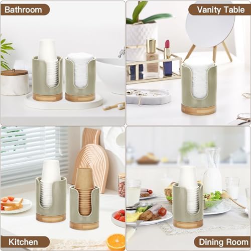 Soleebee Ceramic Cup Dispenser with Bamboo Base 1