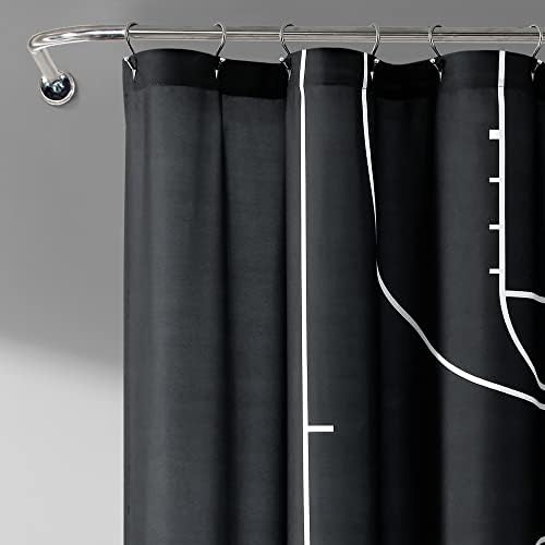 Lush Decor Basketball Game Shower Curtain 72x72 Black Orange