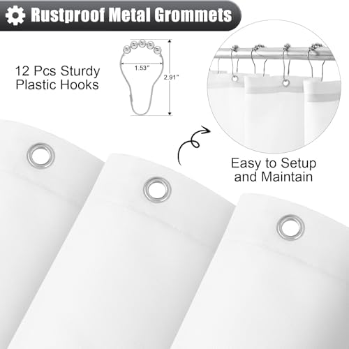 OLANLY Luxury Grey White Ombre Shower Curtain Set with 12 Hooks 1