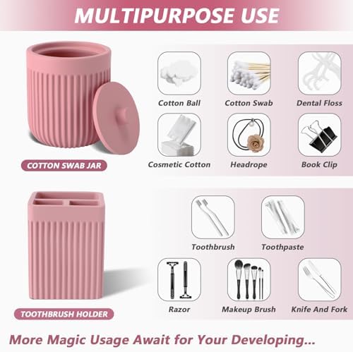 XLHOMO Resin Pink Bathroom Accessory Set 5 Pcs