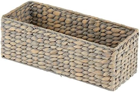 mDesign Woven Hyacinth Toilet Paper Holder - 2 Pack Gray