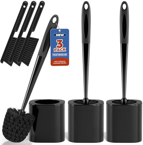 Holaloha Toilet Brush 3 Pack Set with Holder