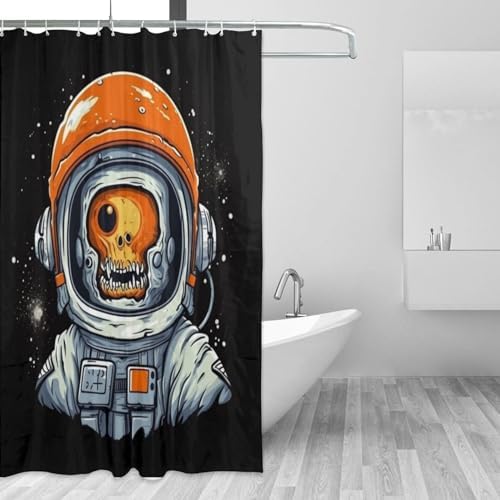 Orange Zombie Astronaut Shower Curtain Set