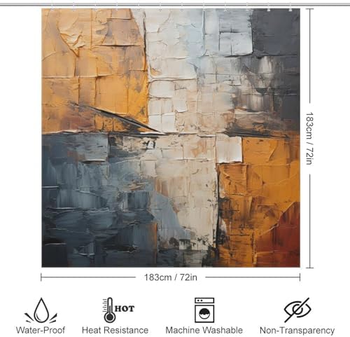 TIYAANDSY 72x72in Waterproof Abstract Shower Curtain Set