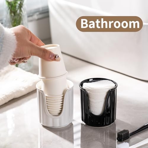 Ceramic Cup Dispenser with Vertical Stripes - 3oz Dixie Cup Holder for Bathroom