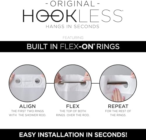Hookless Escape 3-in-1 Shower Curtain Set White 71x74