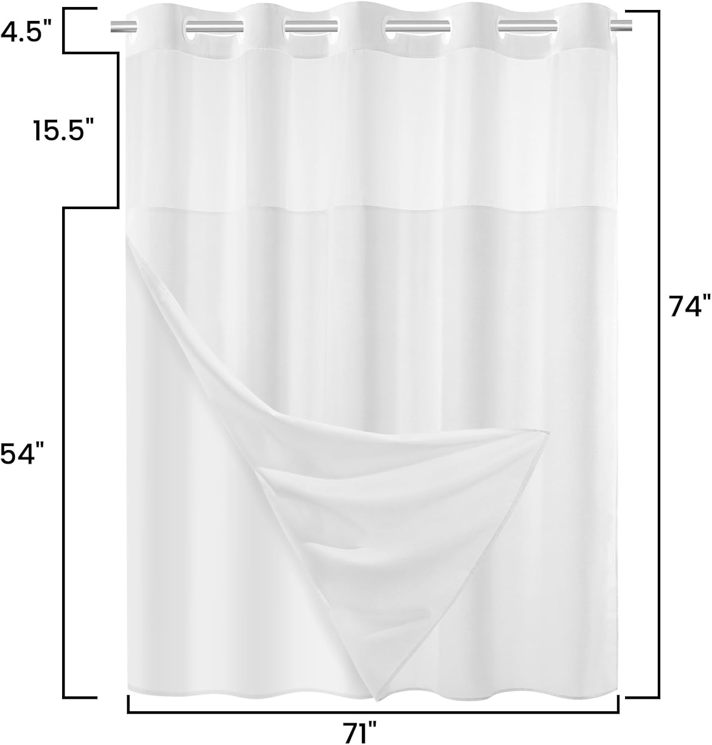 No Hook Slub Textured Shower Curtain Set - 71x74 in