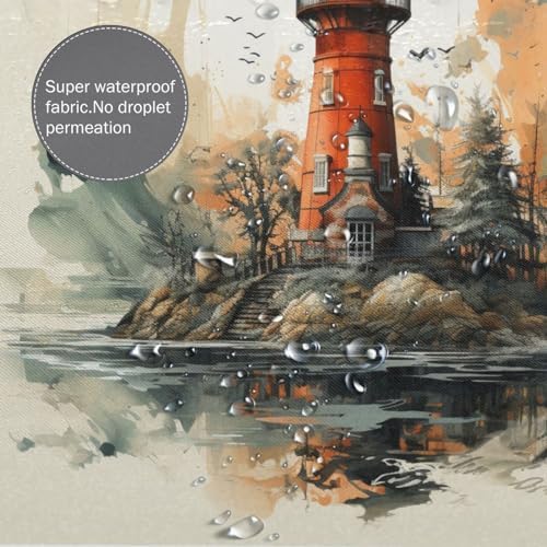 Lighthouse Shower Curtain Set with 12 Hooks 72x72in