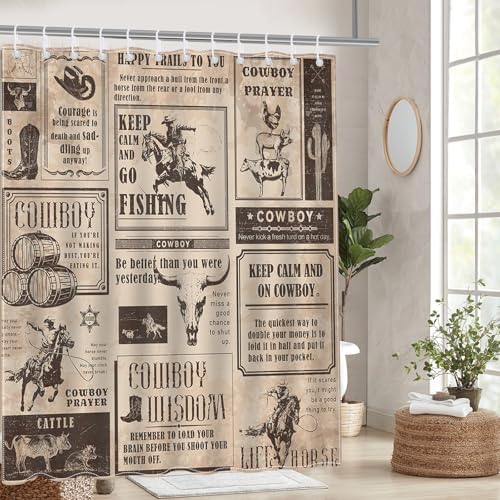 Mocsicka Western Cowboy Shower Curtain 72X72 Inches 1