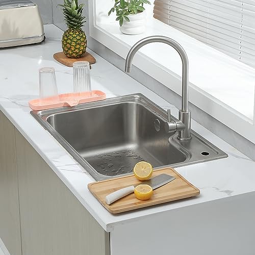 MicoYang Silicone Soap Dish with Drain Spout - 12x4 Inch Pink