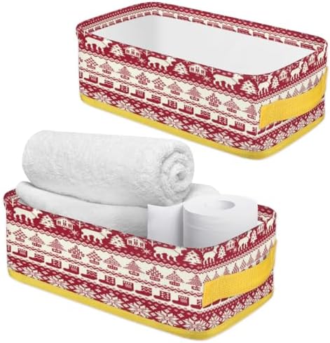 Vomwwlix Christmas Patterns Moose Socks Toilet Paper Baskets Set of 2
