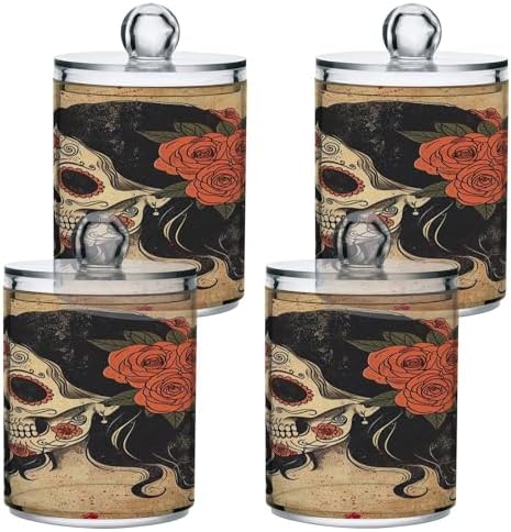 YETTASBIN Clear Apothecary Jars 2 Pack - 14 oz Cotton Swab Holder