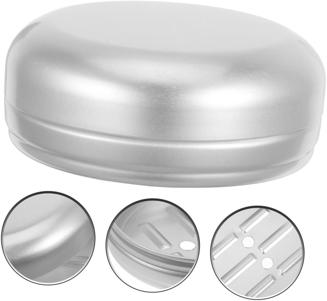 Ciieeo Round Aluminum Soap Dish with Leakproof Lid