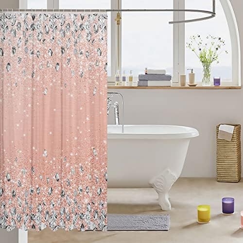 Feelyou Glitter-Free Diamond Shower Curtain - Pink 72x84