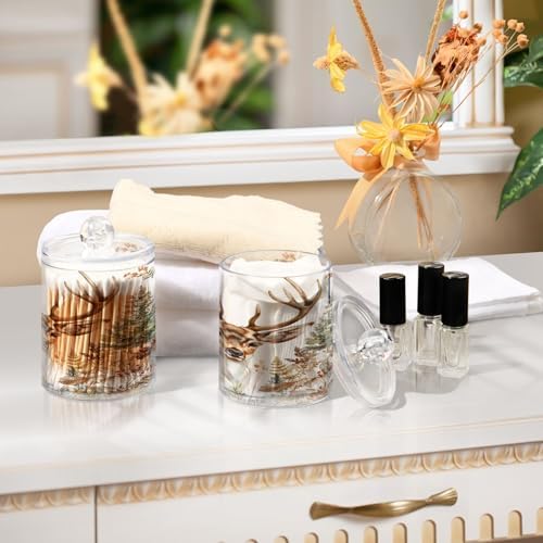 YETTASBIN Deer Clear Plastic Apothecary Jars 2 Pack