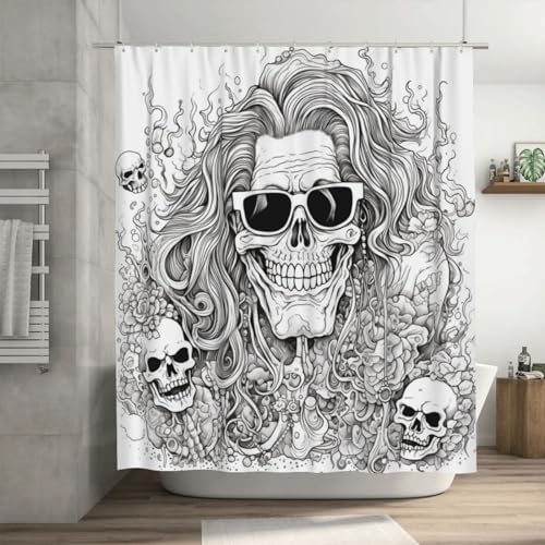 TIYAANDSY Skeleton Shower Curtain Set 72x72in