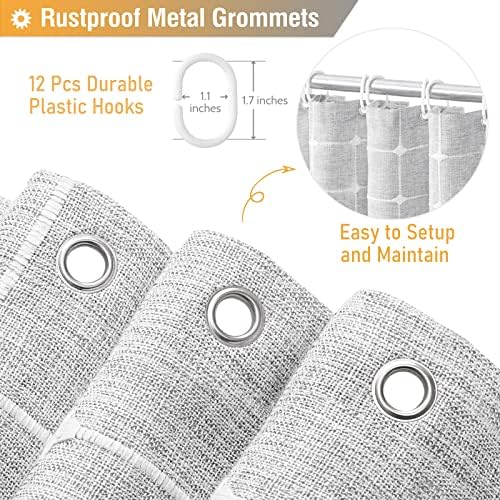 BTTN Boho Farmhouse Shower Curtain Set Gray 72x78 Inches