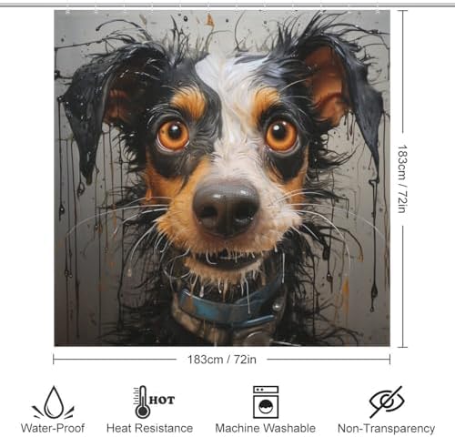 Smile Dog Waterproof Shower Curtain Set with 12 Hooks 72x72in