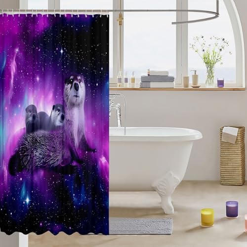 Feelyou Otter Shower Curtain Purple Galaxy