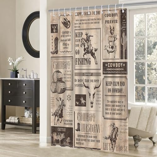 Mocsicka Western Cowboy Shower Curtain 72X72 Inches 1