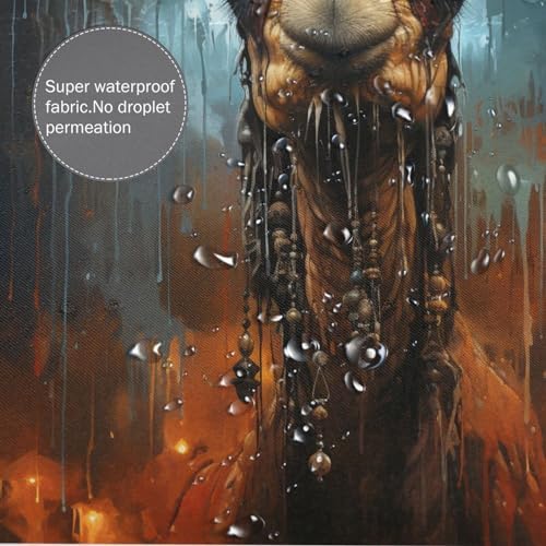 Boho Blue Paint Animal Shower Curtain Set with 12 Hooks
