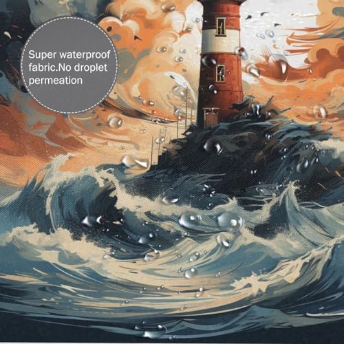 TIYAANDSY Lighthouse Shower Curtain Set 72x72in with 12 Hooks