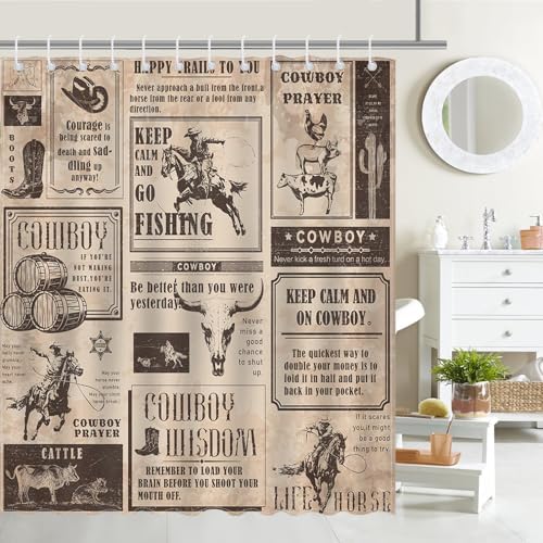 Mocsicka Western Cowboy Shower Curtain 72X72 Inches 1