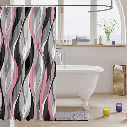 Feelyou Stripe Shower Curtain Set 72x84 for Kids