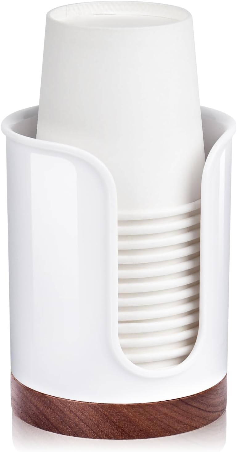 Premium Bathroom Cup Dispenser - PCWalnut White Pack of 1 1