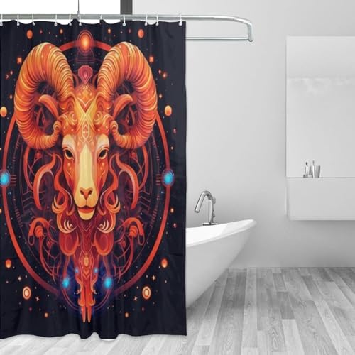 Red Constellation Starry Sky Boho Shower Curtain Set