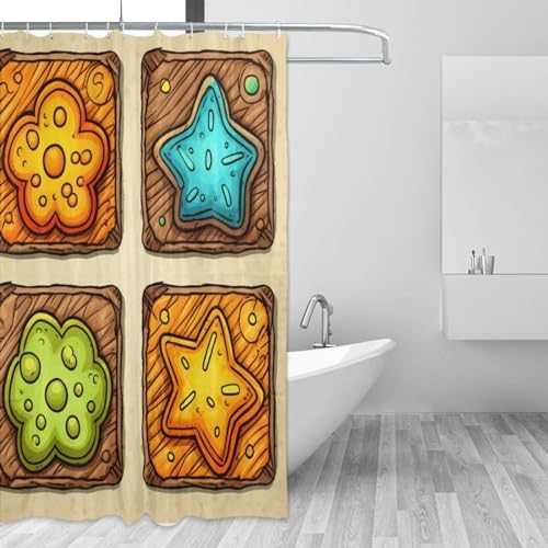 TIYAANDSY 72x72in Waterproof Shower Curtain Set with 12 Hooks
