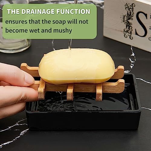 Bamboo Soap Dish with Drainage and Non-Slip Base