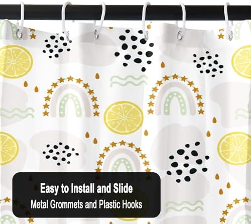 Renaiss 72x72 Inches Boho Rainbow Shower Curtain with Hooks