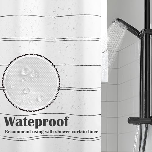 Jinchan Black White Striped Shower Curtain 70x72 Inches