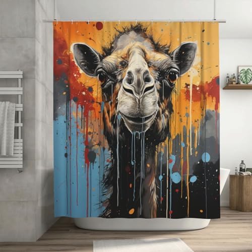 Boho Camel Shower Curtain Set 72x72in
