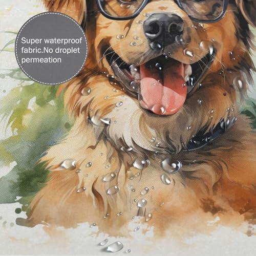 Brown Dog Shower Curtain Set with 12 Hooks 72x72in