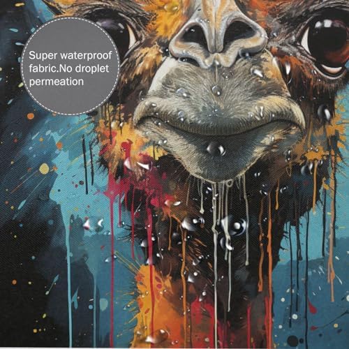 Boho Camel Print Shower Curtain Set with 12 Hooks 72x72in