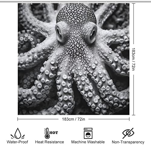 TIYAANDSY Octopus Shower Curtain Set 72x72in 1