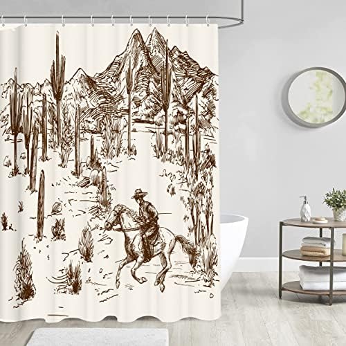 Hipposama Western Cactus Shower Curtain Set