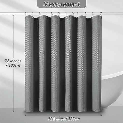 Grey Waffle Weave Shower Curtain Set with 12 Hooks