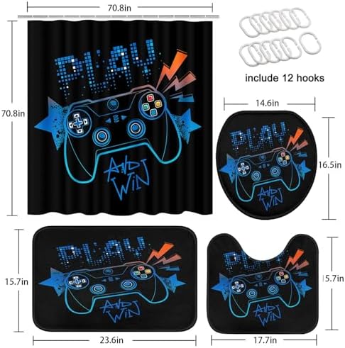 Arttown Blue Orange Gamepad Bathroom Set 4 Pcs