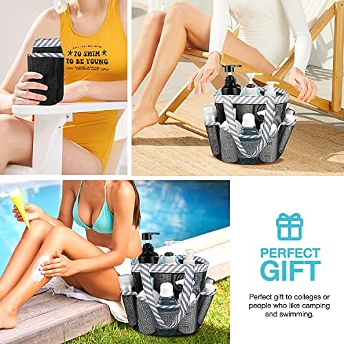 Ndeno Mesh Shower Caddy 8 Pockets Gray Strips