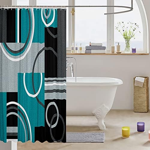Modern Turquoise Graphic Shower Curtain 72x72