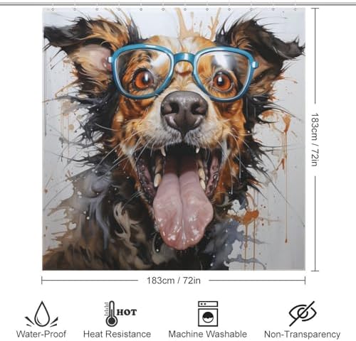 Cute Hippie Boho Animal Shower Curtain Set with 12 Hooks 72x72in